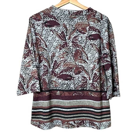 PAPA VANCOUVER Half Sleeve Crew Neck Knit Sweater Burgundy / Beige / Brown XXL - Picture 4 of 9